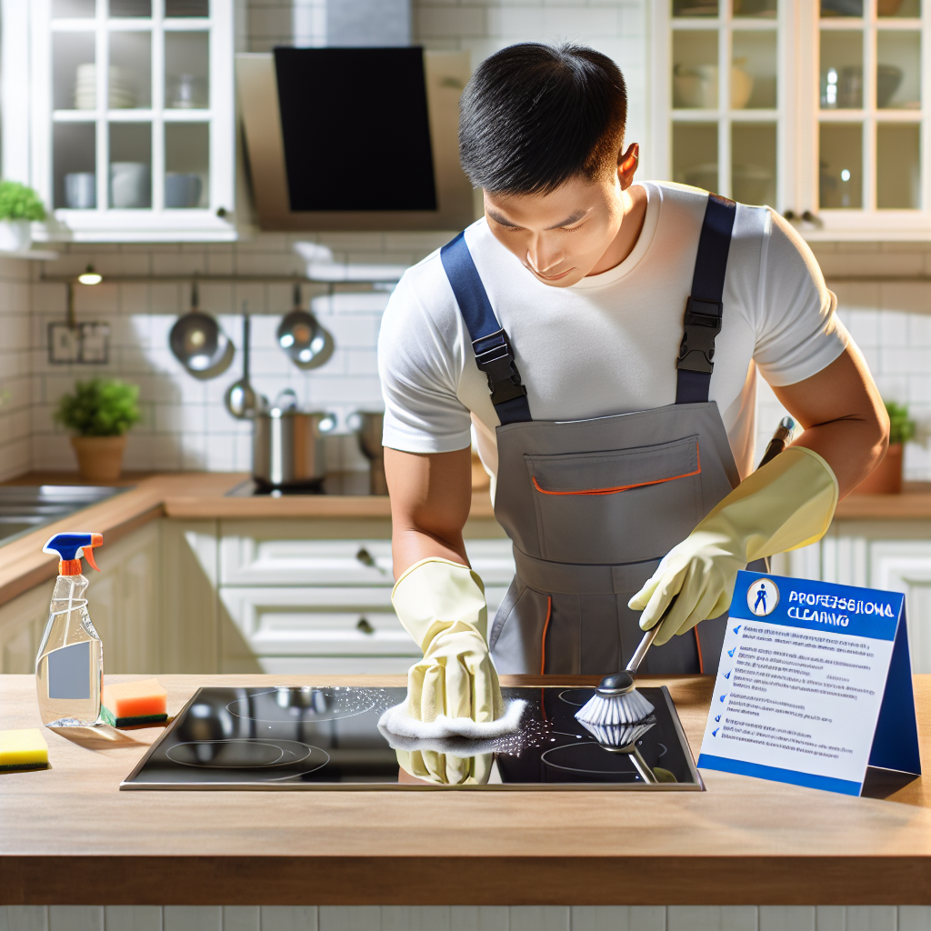 Immaculate stovetop being cleaned by professional, emphasizing regular stovetop cleaning for sparkling kitchen.